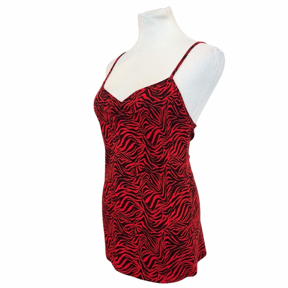 10/$25🦋 Vintage Y2K No Boundaries Red & Black Zebra Print Ribbed Camisole - XL - Picture 7 of 14